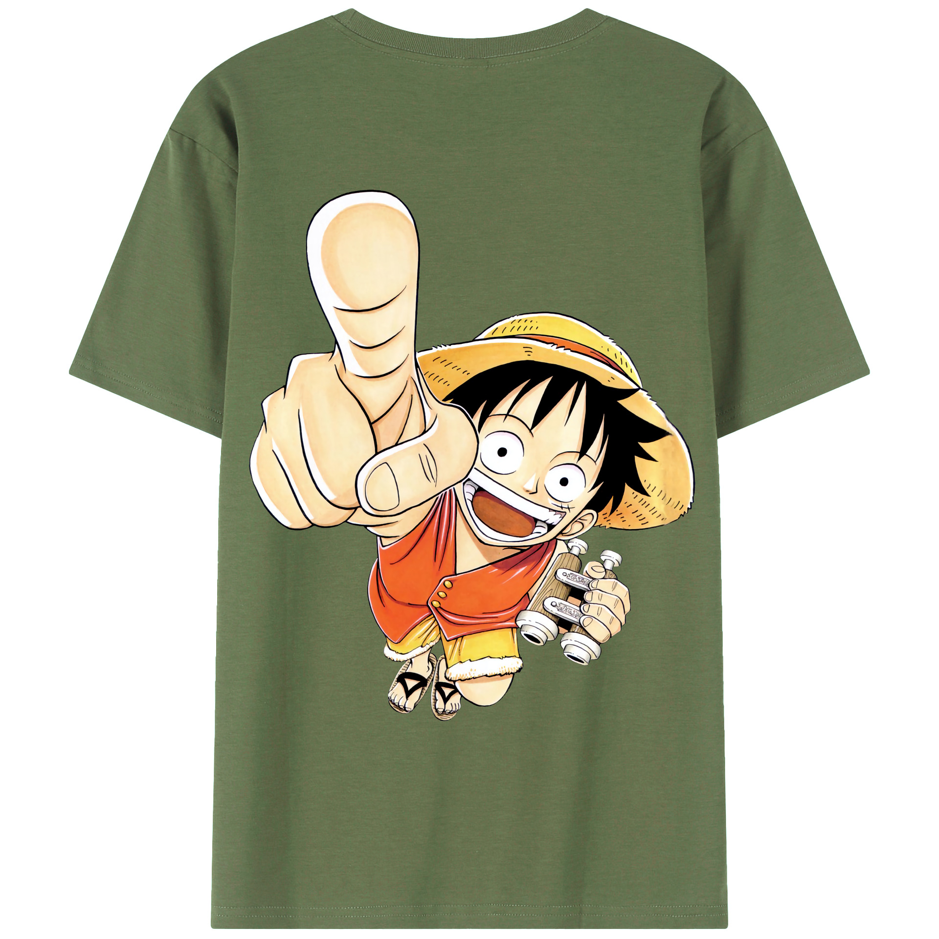ワンピース モンキー・D・ルフィ ONE PIECE Monkey D. Luffy 綿100％ メンズ半袖Tシャツ（バックプリント） 通気性